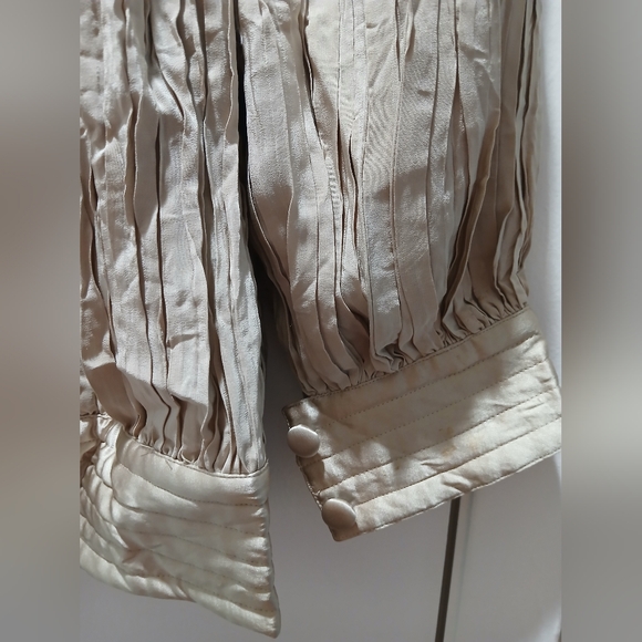 Vintage Stanley Nelson Cream Tan 100% Silk - Beaded Jacket, size Medium - Picture 11 of 13